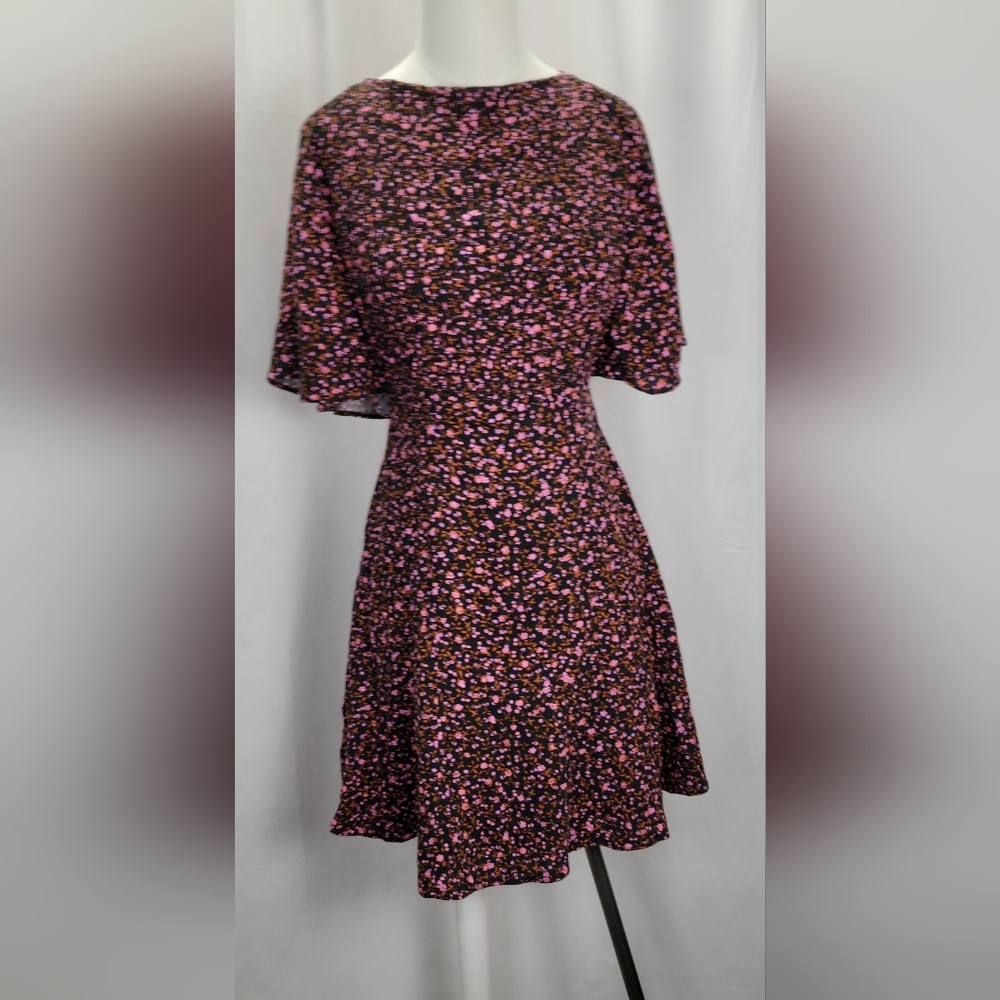 Free People Floral Mini Dress in Pink and Black